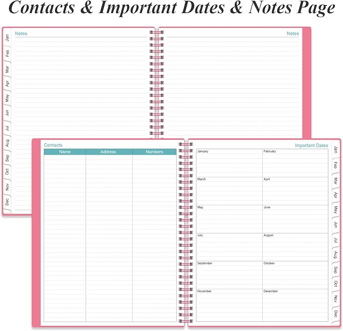 2026 Planner - Planner 2026 from January 2026 to December 2026 with 12 Monthly Tabs, Flexible Cover, Inner Pocket, 8.5" x 11", Pink