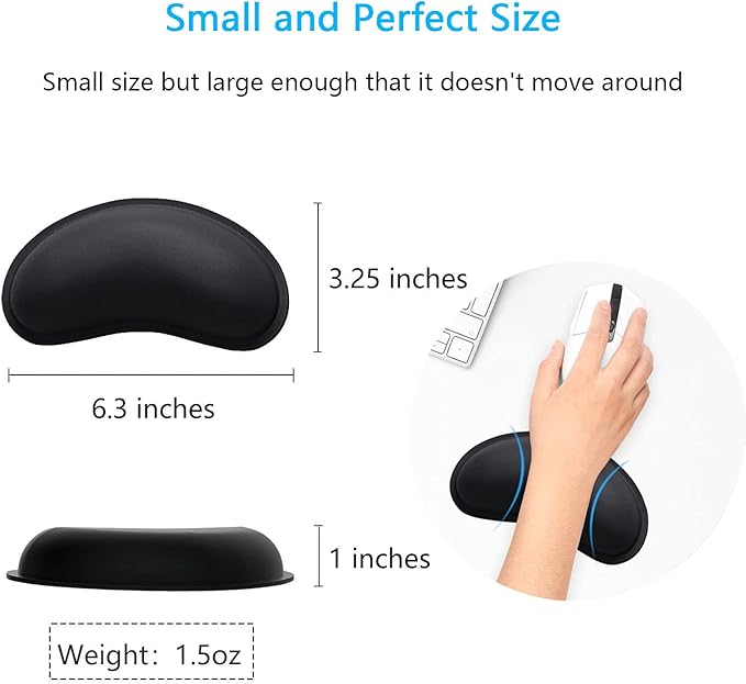 Dapesuom Mouse Wrist Rest, Ergonomic Memory Foam Mouse Wrist for Computer Desk Mats Support, PU Leather Hand Rest Pad Cushion for Gaming, Laptop, Men, Women, Pain Relief & Easy Typing, Black