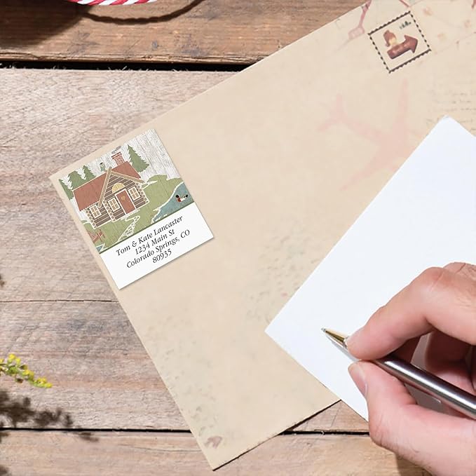 Woodland Lodge Square Address Labels (4 Designs) - Set of 144 1-1/8" x 2-1/4" Self-Adhesive, Flat-Sheet Label