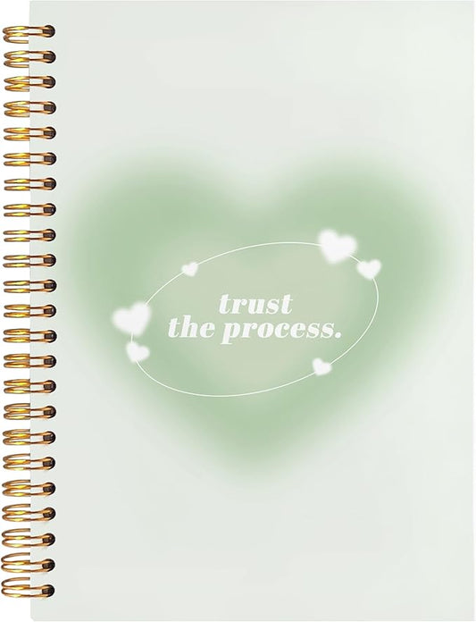 BearCake Trendy Y2K Green Aura Preppy Notebook Journal, Trust the Process Inspirational Notebooks, Aesthetic Notebooks, Green Aesthetic Office Supplies, Hardcover Spiral Notebook 5.5x8.3