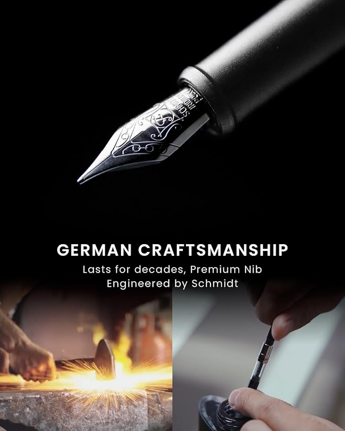 novium Hoverpen Future Edition - Luxury Fountain Pen & Rollerball Pen All-In Gift Box, Fine Nib, Futuristic Aesthetic, Aerospace Metal Made, Free Spinning Executive Pen, Mens Gift Ideas (Frost Silver)