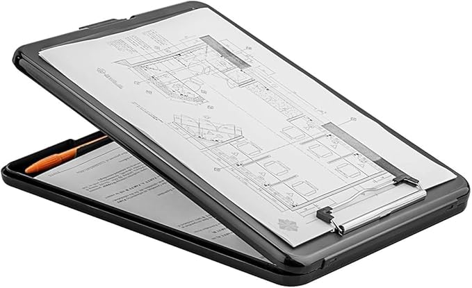 ZCZN Plastic A4 Form Storage Box Case, Clipboard Case, Bulk clipboard Set Suitable for School,Utility,Industrial Office, Medical Personnel,Black,6 Pack