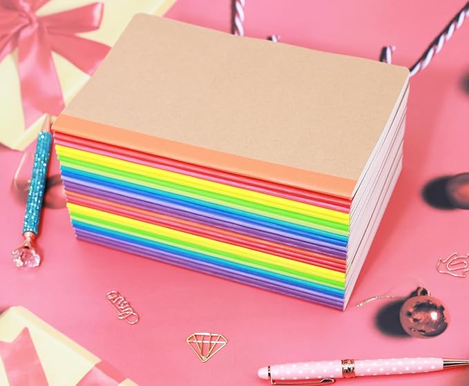 48 Pack A5 Kraf Notebooks Lined Journal Bulk Writing Diary Subject Notebooks Planner with Thick Paper, 60 Pages, 30 Sheets, 8.3x5.5 inch