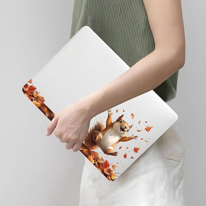 DTangLsm Compatible for MacBook Air 13 inch Case 2025 2024-2022 M4 M3 M2 A3240 A3113 A2681, Smooth Plastic Hard Shell Protective Cover for MacBook Air 13.6 Laptop Case+Keyboard Cover, Happy Squirrel