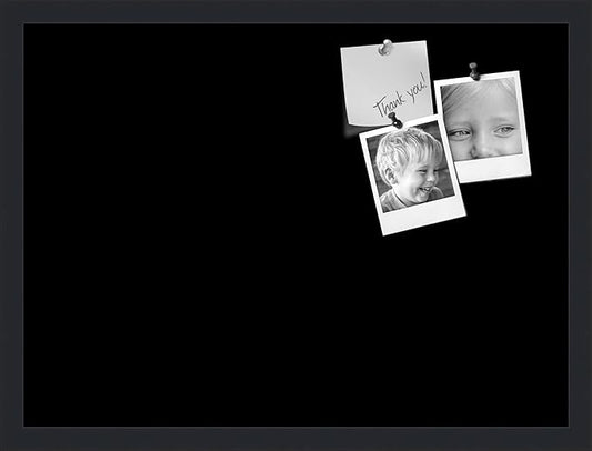 PinPix 23x17 Inch Cork Bulletin Board. This Decorative Framed Pin Board Comes with Solid Black Design and a Satin Black Frame. Ideal for Home Office Decor or Message Board (PinPix-622)