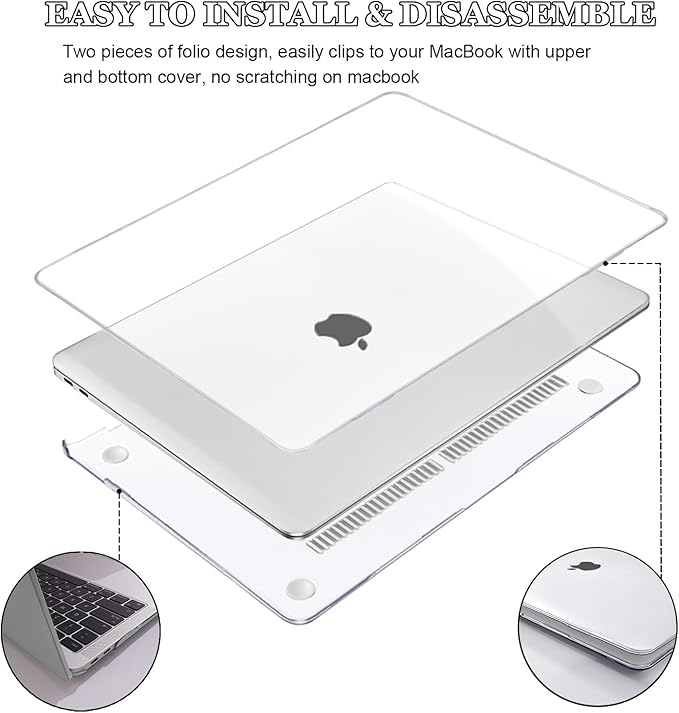 Compatible with MacBook Pro 13 inch Case for Touch Bar 2022-2016 M2 M1 A2338 A2289 A2251 A1706 A1989 A2159 Cover, Plastic Hard Shell Case Keyboard Cover Screen Film Dust Plug, Crystal Clear