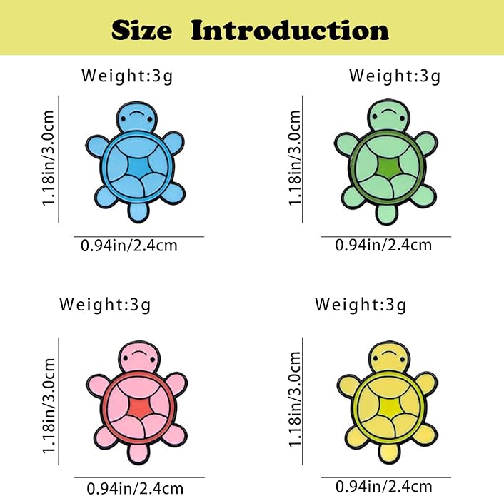 4Pcs Funny Colorful Turtle Brooch, Cute Animal Turtle Enamel Pin, Cartoon Alloy Brooch Suitable for Decorating Clothes, Bags, Hats, Gifts and Parties