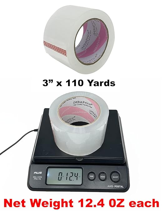 iMBAPrice 3-Inches Clear Packaging Tape, 24 Roll of 110 Yards (24 x 330 Feet) Long 3" Wide Shipping Tape for Box Office Moving Packaging Shipping