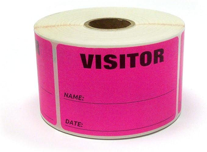 NextDayLabels - 3 x 2 Visitor Labels Pass, ID Labels and Safety Identification Badge Stickers 500 Per Roll (Fluorescent Pink)
