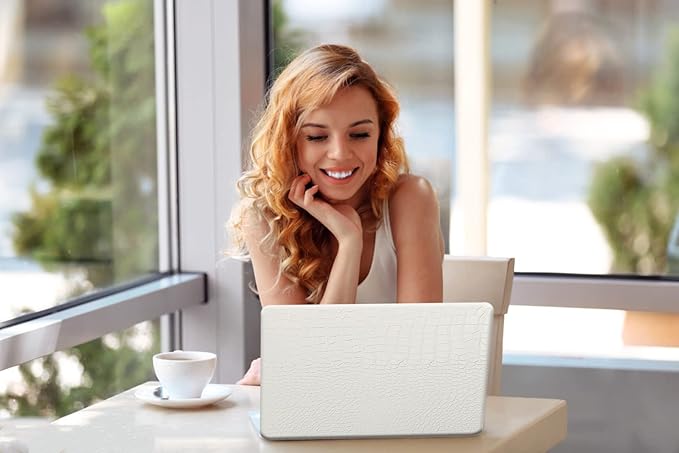 KEROM Compatible with Crocodile MacBook Pro 15 inch Case 2019 2018 2017 2016 Release A1990 A1707 with Touch Bar, Crocodile Skin Alligator Skin PU Leather Hard Shell Case & Keyboard Cover, White