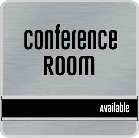 NapTags Conference Room Slider Signs (Silver - Silver Frame, 6" x 6")
