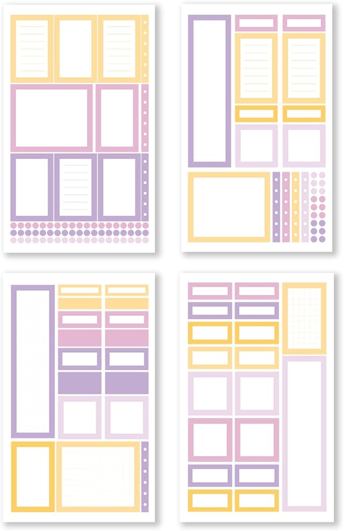 Rongrong Pastel Planner Stickers Book for Planners, Calendars, Journals and Projects – Functional Beautiful Pastel Colored Box Stickers – Scrapbook Accessories – 24 Pages