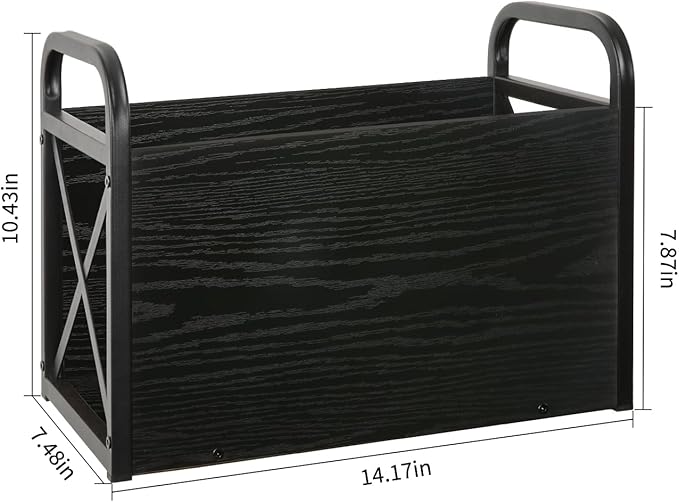 YINMIT Magazine Holder, Magazine Rack Floor, Magazine Storage Basket, Folder Organizer Bin for Books, Newspapers, Tablets (Black)