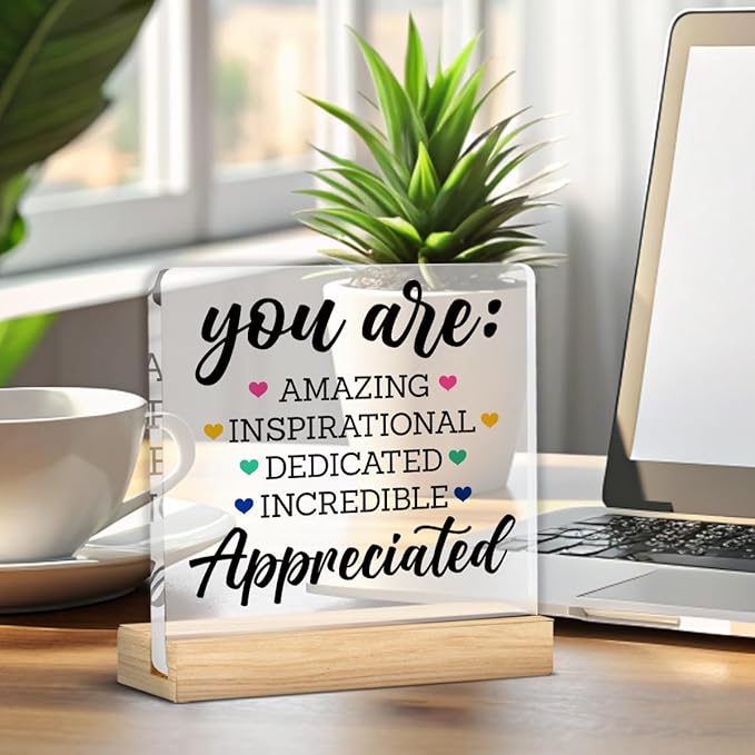 Appreciation Gifts for Men Women, Thank You Gifts for Mentor Leader Coach Boss Colleague, Acrylic Desk Sign Decor