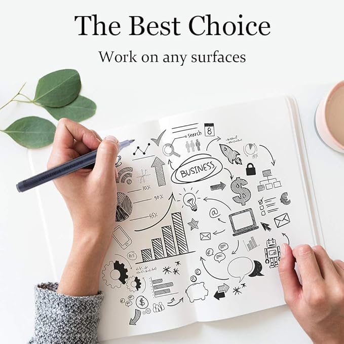 NAWOD Paint Pens White Black Acrylic Marker 6 Pack, Acrylic Permanent Marker, White Paint Pens for Rock Ceramic Wooden Leather Glass Painting Metal Tire, 0.7mm Extra Fine Point Quick Drying