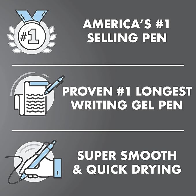 G2 Retractable Premium Gel Ink Roller Ball Pens Ultra Fine Point (.38mm) Black/Blue/Red Ink 9 pack; Refillable & Premium Comfort Grip Bundle with Plastic Reusable Pouch