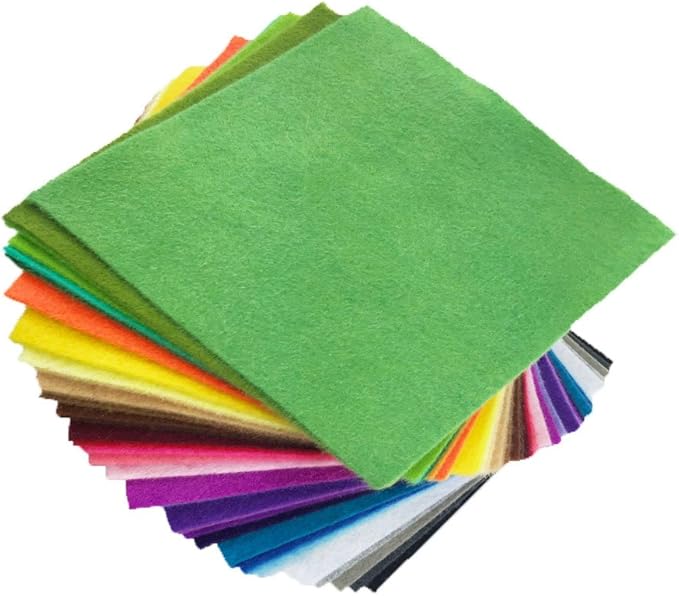 flic-flac 42pcs1.4mm Thick Soft Felt Fabric Sheet Assorted Color Felt Pack DIY Craft Sewing Squares Nonwoven Patchwork (15cm * 15cm)