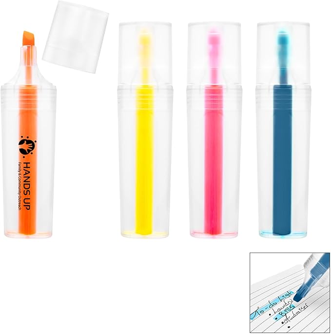 RPET Highlighter Customize Text Name or Personalized Image 0.95 Each - Sold in Pack of 250 - Clear with Pink