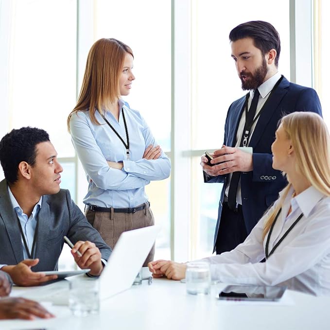 50 Pack Lanyards for Id Badges Holder Bulk Lanyard with Clip Swivel Hooks(Black)