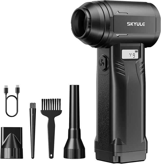 Compressed Air Duster-560g Super Power Airflow Electric Air Duster,10000mAh Rechargeable Cordless Mini Blower with LED Display,10-Gear Adjustable Dust Blower for Computer Keyboard, Car, Home, Outdoor