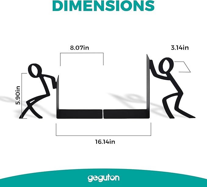 Toni Book Sider – Metal Book Holder, Black – Keeps Books Upright, Adds a Modern Touch, Ideal for Home or Office – Stylish Organization and Decor – Geguton