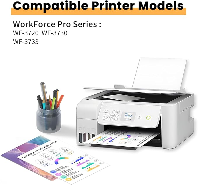 Remanufactured Ink Cartridge Replacement for Epson 702 Ink Cartridges 702XL 702 XL T702XL Compatible with Workforce Pro WF-3720 WF-3730 WF-3733 Printer(4 Pack)