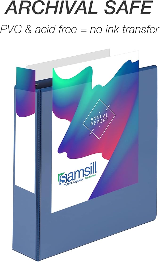 Samsill Durable 2 inch 3 Ring Binder, Made in USA, D Ring Binder, FSC 100% Recycled Chipboard, Blue, 4 Pack