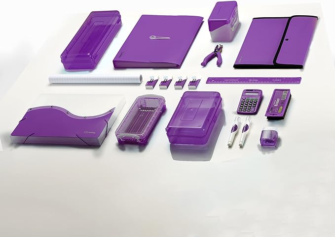 ½ Inch 3 Ring Binder .5 inch Purple Clear View Cover with 2 Inside Pockets, Colored School Supplies Office and Home Binders – by Enday