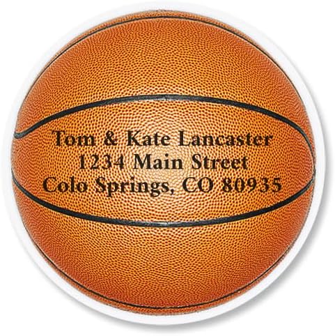 Basketball Personalized Diecut Return Address Labels- Set of 144, 1-1/2" x 1-1/2" Self-Adhesive, Flat-Sheet Labels, by Colorful Images