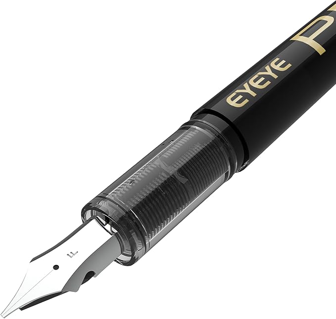 EYEYE Disposable Fountain Pens, 8 Pack Black Fine Point Pens Calligraphy Pens for Writing, Stainless Steel Nib, Smooth Writing for Journaling, Drafting, Sketching, Doodling & Office Supplies