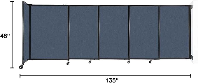 Wall-Mounted Sliding StraightWall Room Divider | Adjustable Widths | Locking Wheels | Room Separator | Up to 11'3" Wide x 4' Tall Ocean Fabric Panels