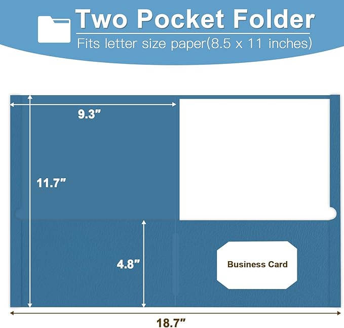 Folders with Pockets, LAYZZ 60 Pack Paper Pocket Folders, 2 Pocket File folders Fits Letter Size Paper, for School Office and Home (Blue)