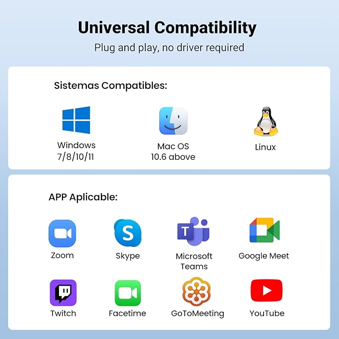 UGREEN Full HD 1080P Webcam with Microphone, 2 Noise-Canceling Mics, 85° Fov & Fixed Focus, Plug and Play, Auto Light Correction, Privacy Cover PC Camera for Zoom/Skype/Teams, Switch 2, Silver Gray