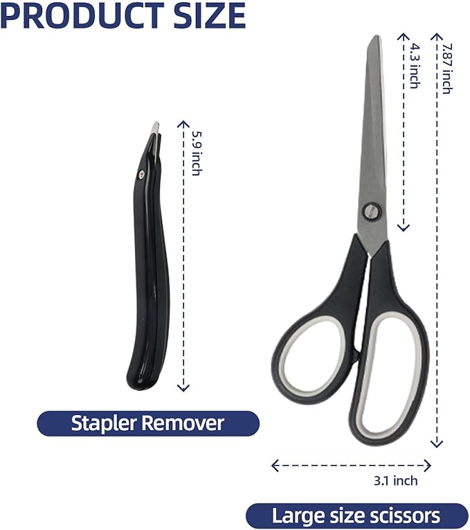 Office Desk Accessories, Desk Organizers and Accessories, Stapler and Tape Dispenser Set Metal Storage Box,Stapler,Staple Remover,Paper Clips,Ruler,Scissors.Suitable for Office and Study Use,Black