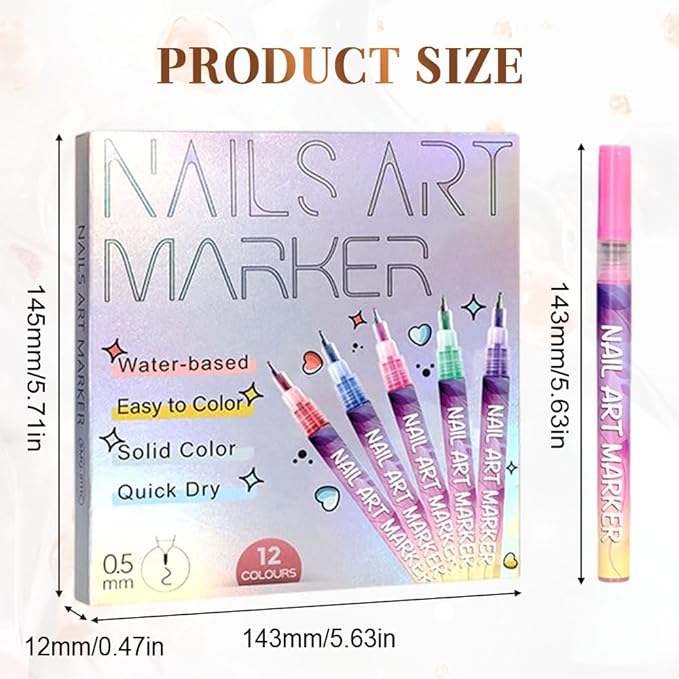 12 Colors Nail Art Pens Set, Nail Art Markers Polish Pen for 3D Nail Art, Drawing Painting Liner Brush for DIY Nail Art Beauty Adorn Manicure Tools (2 set)