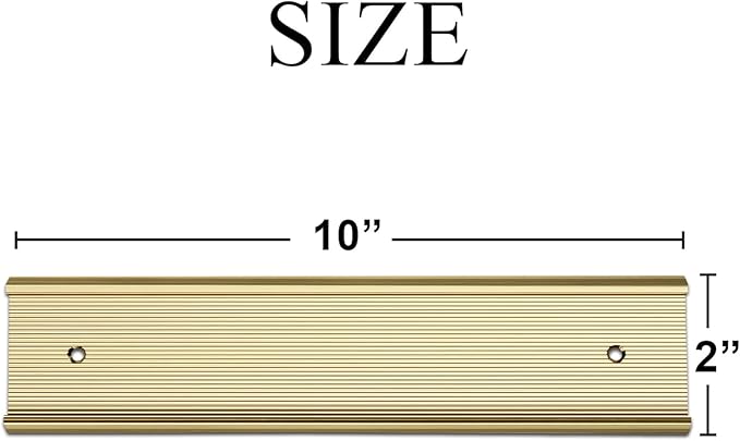 10 Pack 2” x 10” Aluminum Name Plate Holders for Door or Wall, Office Wall Mount Name Plate Holder with Textured Design and Double Sided Tape, for Office, Business, Meeting Room (Gold)