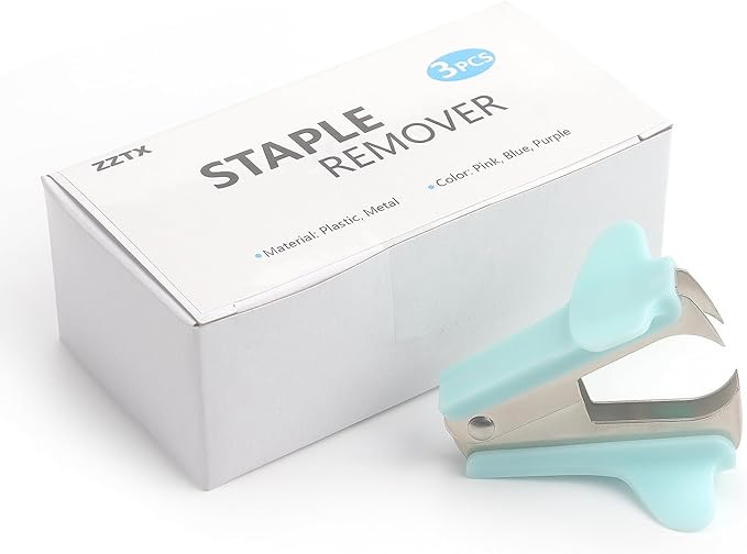 ZZTX 3 Pack Staple Remover Staple Puller Removal Tool for Home, School, Office (Pink, Blue, Purple)