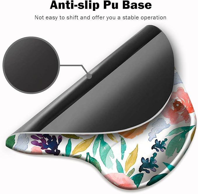 DOOKE Ergonomic Mouse Pad with Wrist Support and Coaster,Mouse Pads with Non-Slip PU Base for Home Office Working Studying Easy Typing & Pain Relief Pretty Floral
