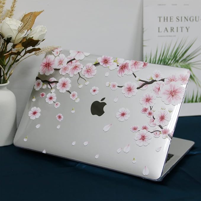 Teryeefi MacBook Pro 13 Case 2022 2021 2020-2016 Model M2 M1 A2338 A2289 A2251 A2159 A1989 A1706 with Touch Bar Touch ID, Plastic Hard Cover Shell + Keyboard Skin Screen Protector, Cherry Blossoms