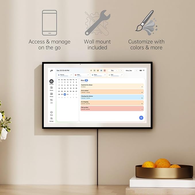 Pronext Calendar, 15.6 inch Digital Calendar & Chore Chart, Rechargeable Full HD Touchscreen Display, Portable Smart Family Organizer, Event Planner, Perfect for Family Schedules - Wall Mount Included, No Subscription
