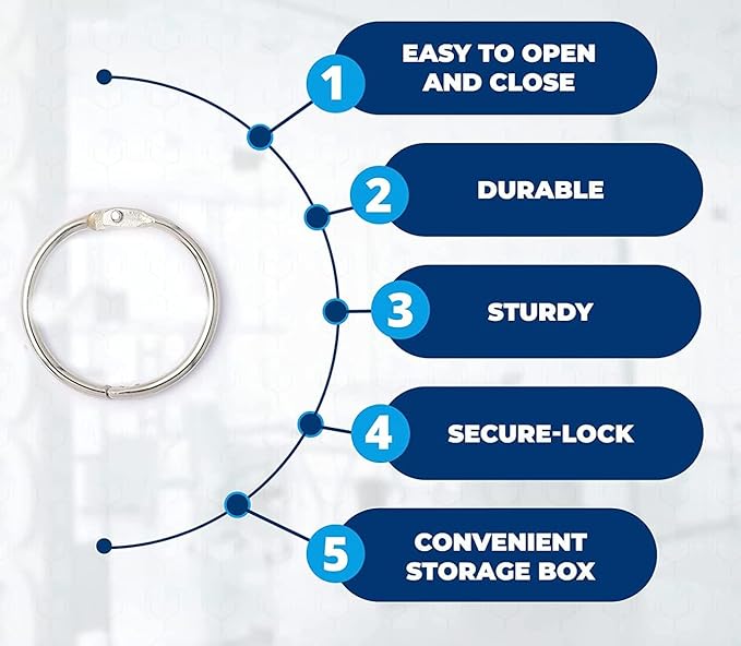 AMOSTBY Loose Leaf Binder Rings,60Pcs Binder Rings Keychain,Key Rings for School,Office,Home (1 inch)