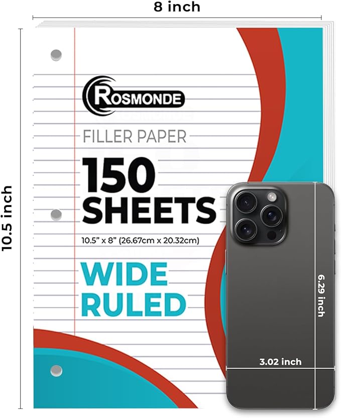 1152 Pack (Pallet) Loose Leaf Paper Bulk, 172800 Sheets, Wide Ruled, Pallet of Filler Paper, 150 Sheets/Pack, 8 x 10.5", 3 Hole Punched, 56 Gsm Thick Sheets, School & Office, 4-7 Days Transit