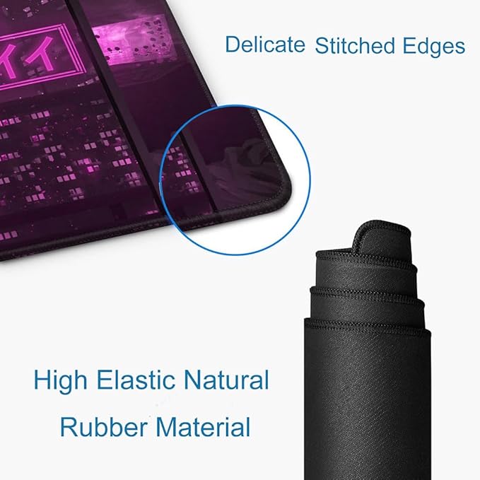 Gaming Mouse Pad, Large Anime Mouse Pads for Desk, Non-Slip Rubber Base Mousepad, Keyboard Mouse Mat Desk Pad with Stitched Edges, 31.5x11.8 inch