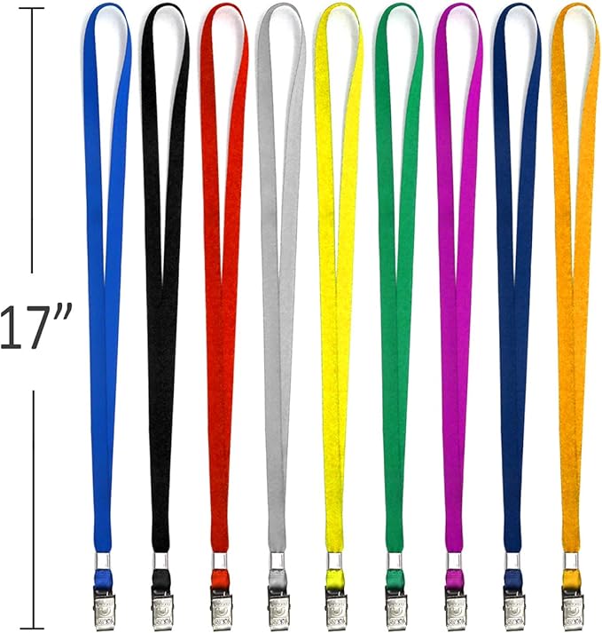 Beebel Blue Lanyards 100 Pack Nylon Flat Badge Lanyard Bulldog Clip for Id Badge Name Tag