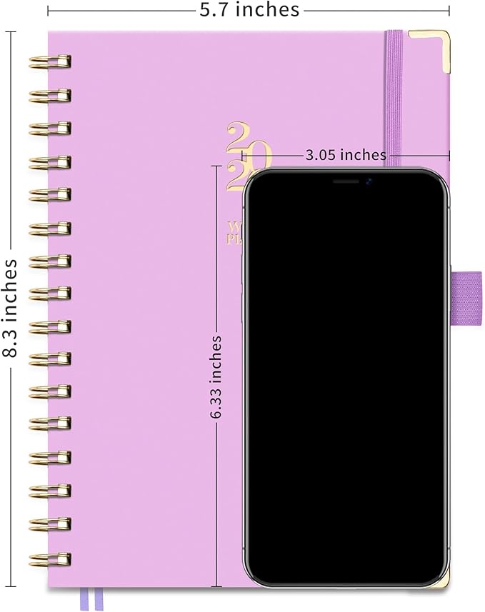 2026 Planner, Weekly and Monthly, A5 Size (5.7" x 8.3"), Jan 2026 - Dec 2026, Calendar, To-do List, Agenda, 12-Month Tabs, Hardcover, 100 GSM Thick Paper, Spiral-bound (Purple)