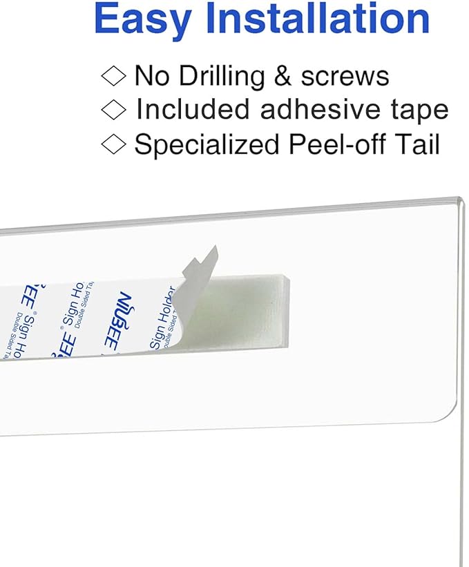 NIUBEE Acrylic Sign Holder 11 x 17 Horizontal Wall Mount Sign Holders Clear Acrylic Frame with Double Sided Tape Clear Poster Frames Plastic Sign Holder for Office, Home, Restaurant, Landscape, 6 Pack