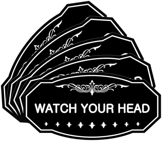 Signs ByLITA Victorian Watch Your Head Sign (Black) - Medium 5 Pack