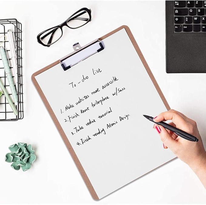 Clipboards Bulk, EZZGOL 36 Pack Letter Size Wood Clipboards, Low Profile Clip, Recycled Hardboard Clipboard with Hang for School Classroom Home