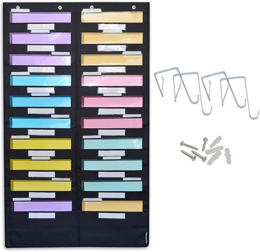 Ultimate Office WalMaster Heavy Duty, 20-Pocket Wall Chart Filing System WITH LABEL HOLDERS for Classroom and Office, File Organizer Includes Mounting Hardware & Door Hooks POCKETFILES SOLD SEPARATELY