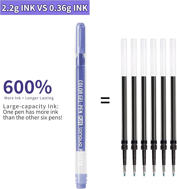 Glitter Gel Pens, 36 Pack Colored Pens for Black Paper & White Paper, 1.0mm Point Pens, Large Capacity Ink Pens for Coloring, Writing, Drawing, Journaling, Note Taking, School, Office, Home